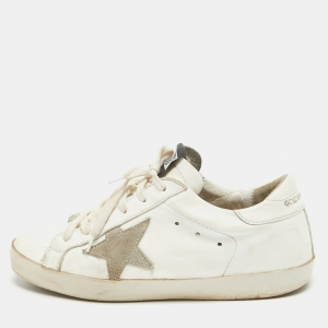 Golden Goose White Leather Superstar Sneakers  Size 37