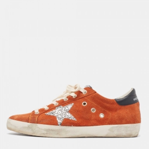 Pre Owned Golden Goose Orange  Suede Superstar Sneakers Size 40