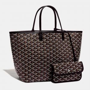 Pre Owned Goyard Black Goyardine Coated Canvas and Leather Saint Louis PM Tote Bag