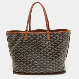 Goyard Brown Goyardine Coated Canvas and Leather Reversible Anjou PM Tote