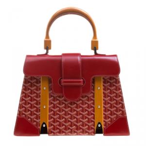 Goyard Red Coated Canvas and Leather Saigon Top Handle Bag