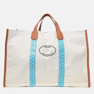 مملوكة مسبقًا Goyard Blue/Brown Goyardine Mediterranee Saint Tropez Reversible Tote