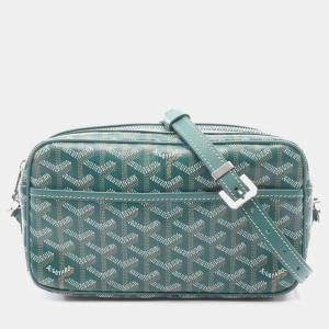 Pre Owned Goyard Cap Vert Pm Shoulder Bag In Coated Canvas And Leather Green Multicolor