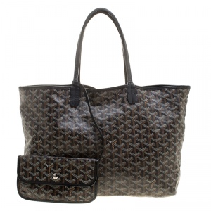 Goyard Brown/Black Blue Coated Canvas  and Leather Saint Louis Tote