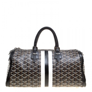 Goyard Black Chevron Coated Canvas Croisiere 40 Satchel