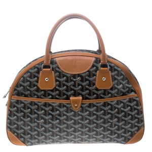Goyard Brown/Cognac Chevron Print Coated Canvas St. Jeanne MM Bowler Bag