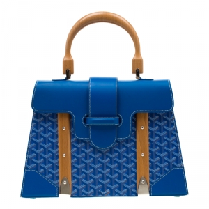 Goyard Blue Coated Canvas and Leather Saigon Top Handle Bag
