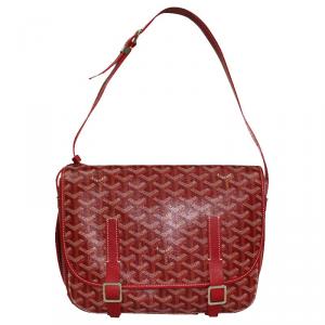 Goyard Red Goyardine Coated Canvas Belvedere MM Messenger Bag
