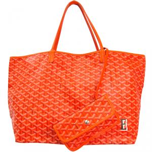 Goyard Orange Chevron Print Coated Canvas Leather St. Louis Martin Tote Bag 