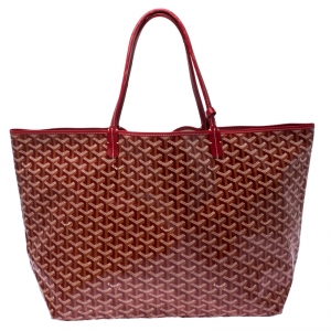 Goyard Red/White Goyardine Coated Canvas St. Louis GM Tote
