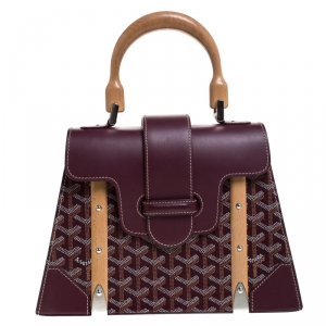 Goyard Burgandy Coated Canvas and Leather PM Saigon Top Handle Bag