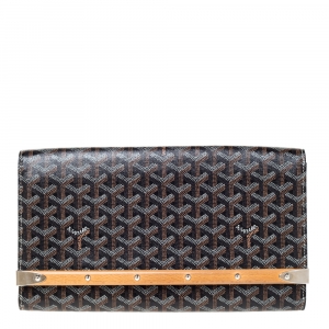 Goyard Black Goyardine Coated Canvas Monte Carlo Bois Clutch