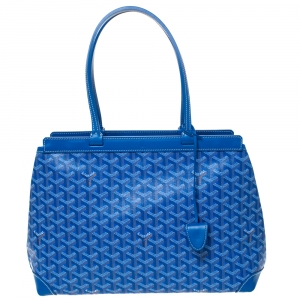 Goyard Blue Goyardine Coated Canvas and Leather Bellechasse PM Tote