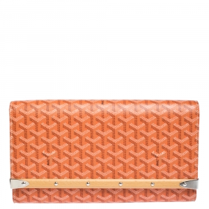 Goyard Orange Goyardine Coated Canvas Monte Carlo Bois Clutch
