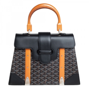 Goyard Black Goyardine Coated Canvas and Leather Saigon MM Top Handle Bag