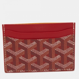 Goyard Red Goyardine Coated Canvas and Leather Saint Sulpice Card Holder