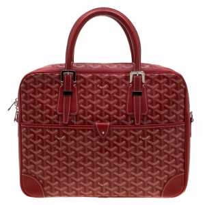 Goyard Red Coated Canvas and Leather Trim Diplomat Briefcase