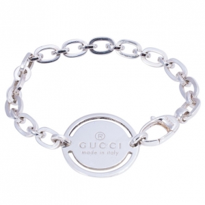 مملوكة مسبقًا Gucci Silver Bracelet with Round Tag 18.5CM