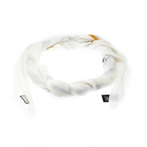 Gucci White Tomorrow Is Now Yesterday Logo Print Modal and Silk Scarf  
