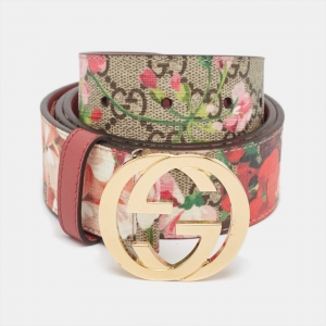 Gucci Multicolor GG Supreme Canvas Blooms Buckle Belt 85CM