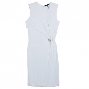 Pre Owned Gucci White Gathered Crewneck Dress L