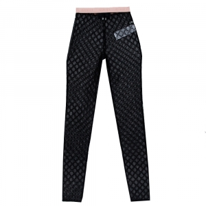 Gucci Black Logo Embroidered Tulle Sheer Leggings XS