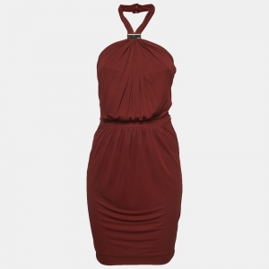 Gucci Dark Red Knit Asymmetric Short Dress XS