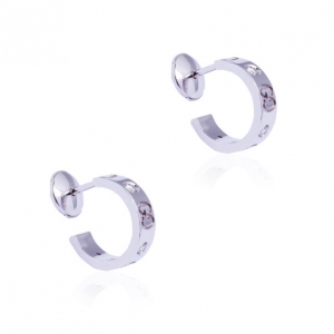 Gucci 18 K White Gold Diamonds Icon Small Hoops Earrings 