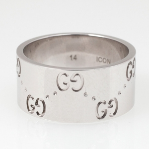 Gucci Icon White Gold Band Ring Size 54