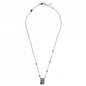 Gucci 18 K White Gold and Diamonds Icon Pendant Necklace