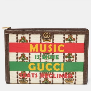 Gucci Multicolor Canvas and Leather "Music Is Mine" Zip Pouch