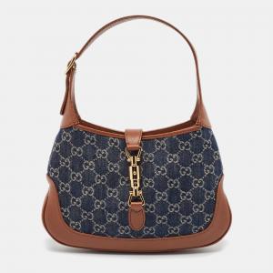 Gucci Brown/Blue GG Denim and Leather Jackie 1961 Shoulder Bag