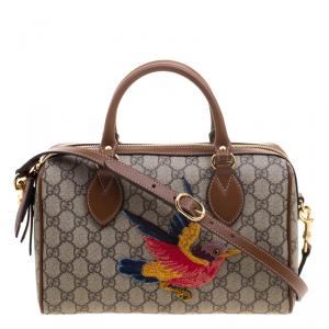 مملوكة مسبقًا Gucci Beige/Brown GG Supreme Canvas Limited Edition Bird Boston Bag