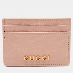 Gucci Light Pink Leather Script Card Holder