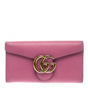 Gucci Pink Leather GG Marmont Continental Wallet