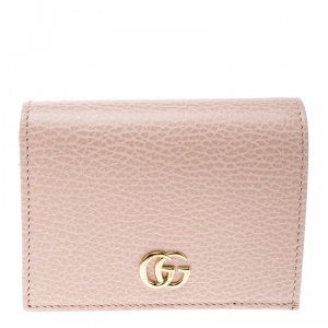 Gucci Pink Leather Double G Card Case