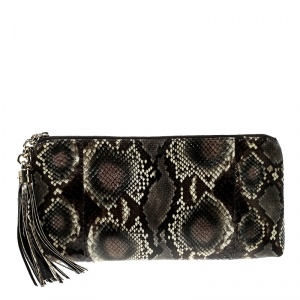 Pre Owned Gucci Brown Python Sienna Tassel Clutch