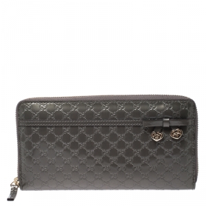 Gucci Grey Microguccissima Nice Candy Shine Zip Around Wallet