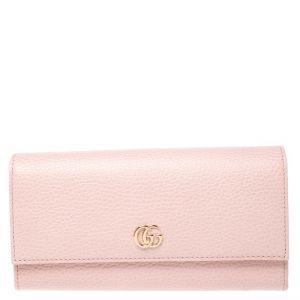 Gucci Light Pink Leather GG Marmont Continental Wallet