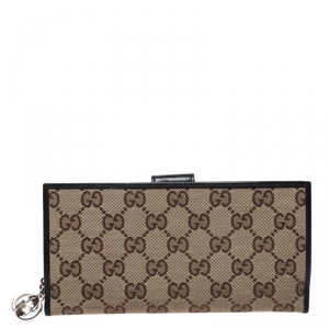 Gucci Beige/Black GG Canvas and Leather Wallet