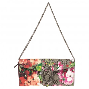 Gucci Multicolor GG Supreme Blooms Print Canvas Dionysus Wallet on Chain