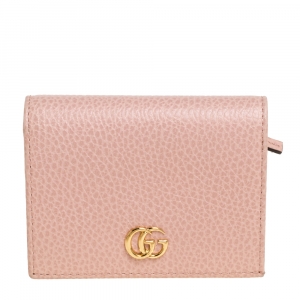 Pre Owned محفظة غوتشي مارمونت جي جي جلد وردي مضغوطة