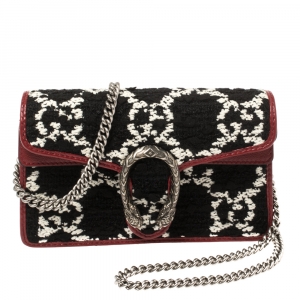 Pre Owned Gucci Black Tweed Mini Dionysus Crossbody Bag