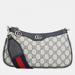 Gucci Blue GG Supreme Canvas and Leather Small Ophidia Shoulder Bag