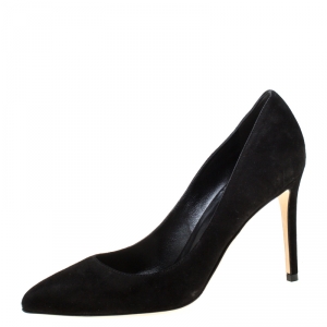 Pre Owned Gucci Black Suede Pointed Toe Pumps Size 36