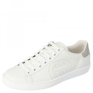 Gucci White Leather Interlocking G Ace Low-Top Sneakers Size 36.5