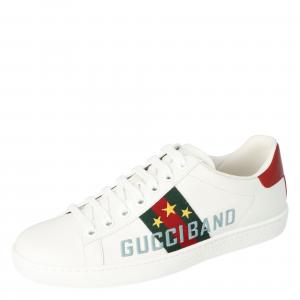 Gucci White Leather Gucci Band Embroidery Ace Low-Top Sneakers Size 37
