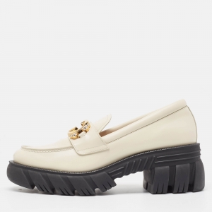 Gucci Cream Leather Interlocking G logo Sneaker Loafers Size 41