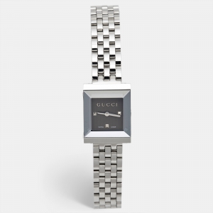 Gucci Grey Stainless Steel G-Frame YA128403 Women's Wristwatch 19 mm