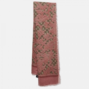 مملوكة مسبقًا Gucci Pink Arabesque GG Logo Modal Square Scarf